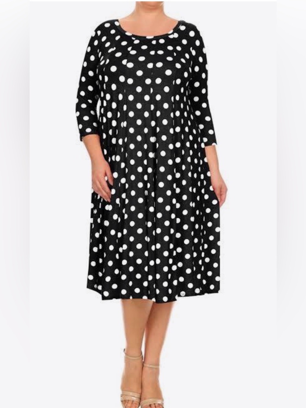 Adorable Polka Dot Scoop Neck Black & White Dress